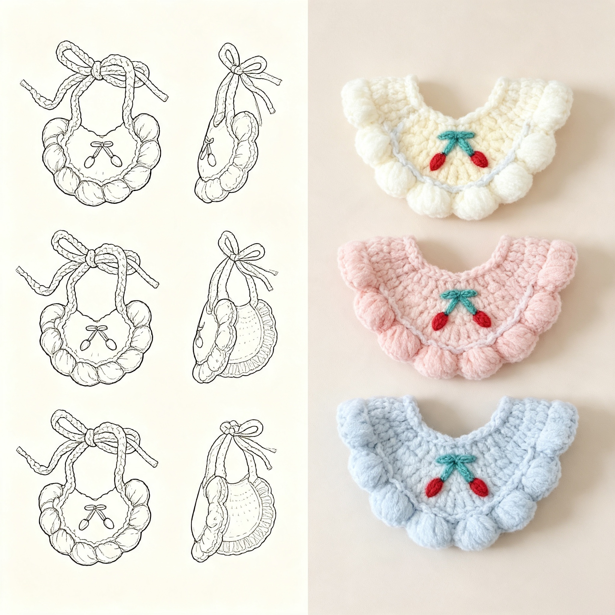 Custom Knitted Doll Bib Set, OEM & ODM Doll Fashion Manufacturing, Bear Character IP