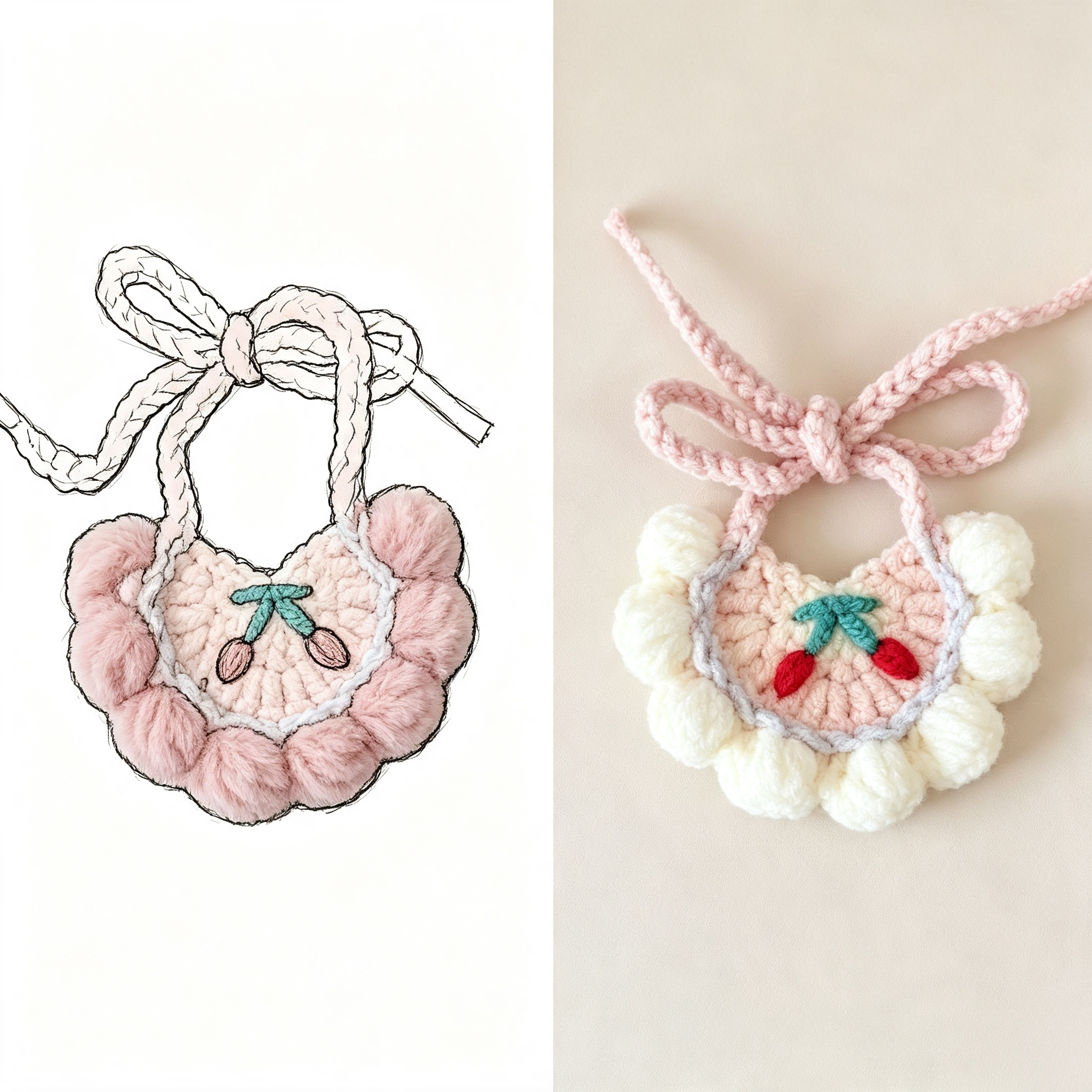 Handcrafted Doll Bib, Custom OEM & ODM Doll Clothing Design & Production, Pink Bear Character IP