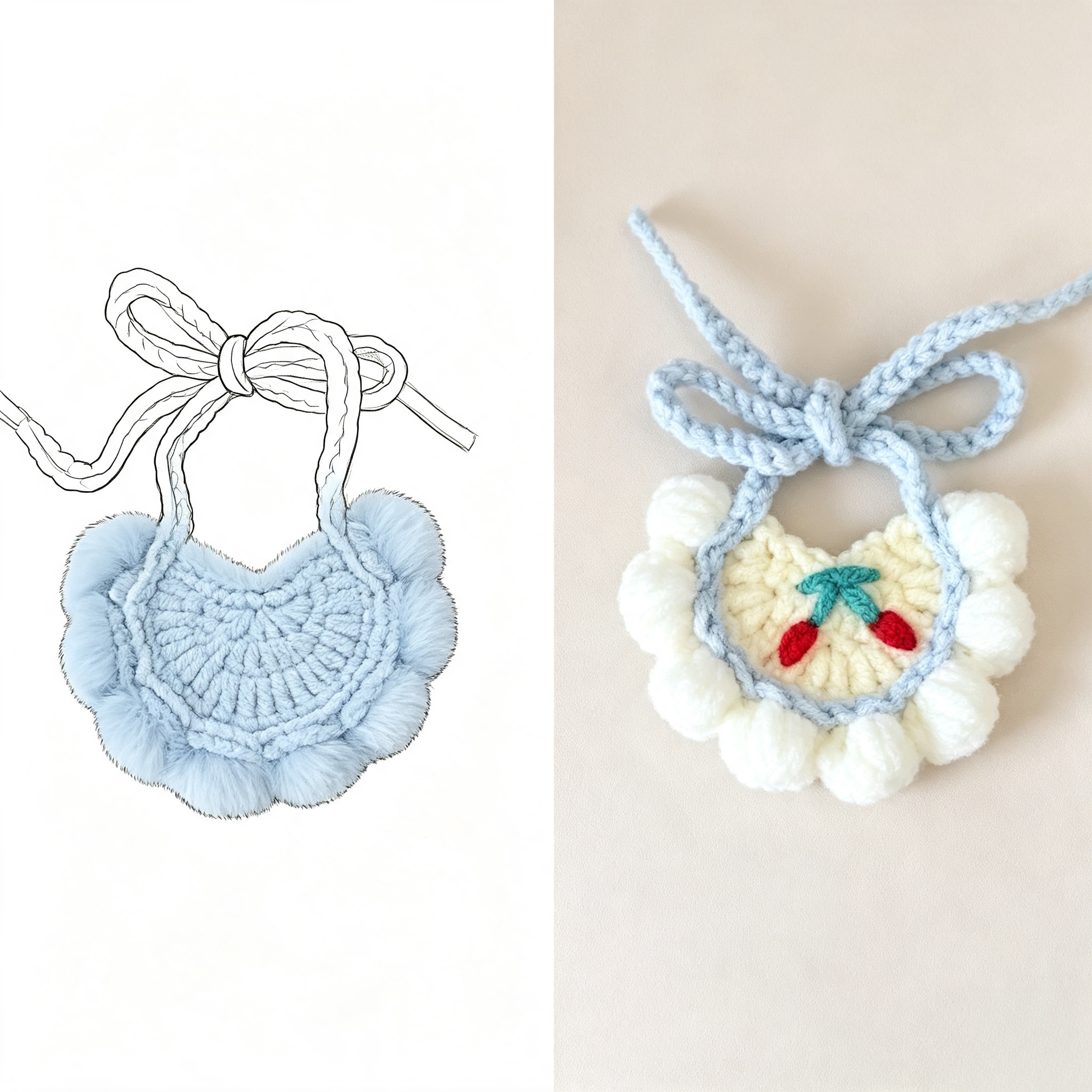 Knitted Doll Bib Accessory, OEM & ODM Custom Doll Apparel Development, Blue Bear IP