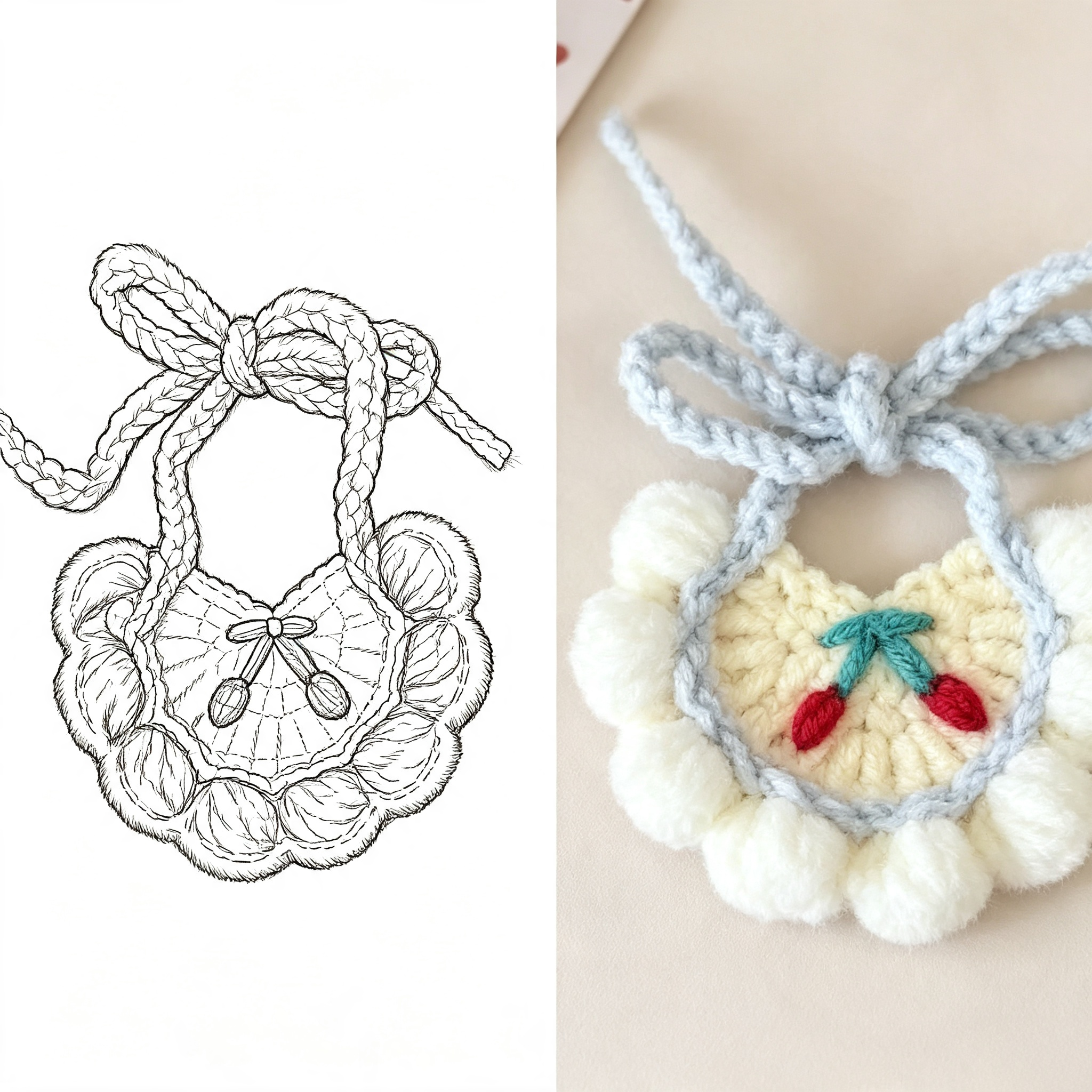 Knitted Doll Bib, Custom OEM & ODM Doll Clothing Development, Handmade Bear Character IP