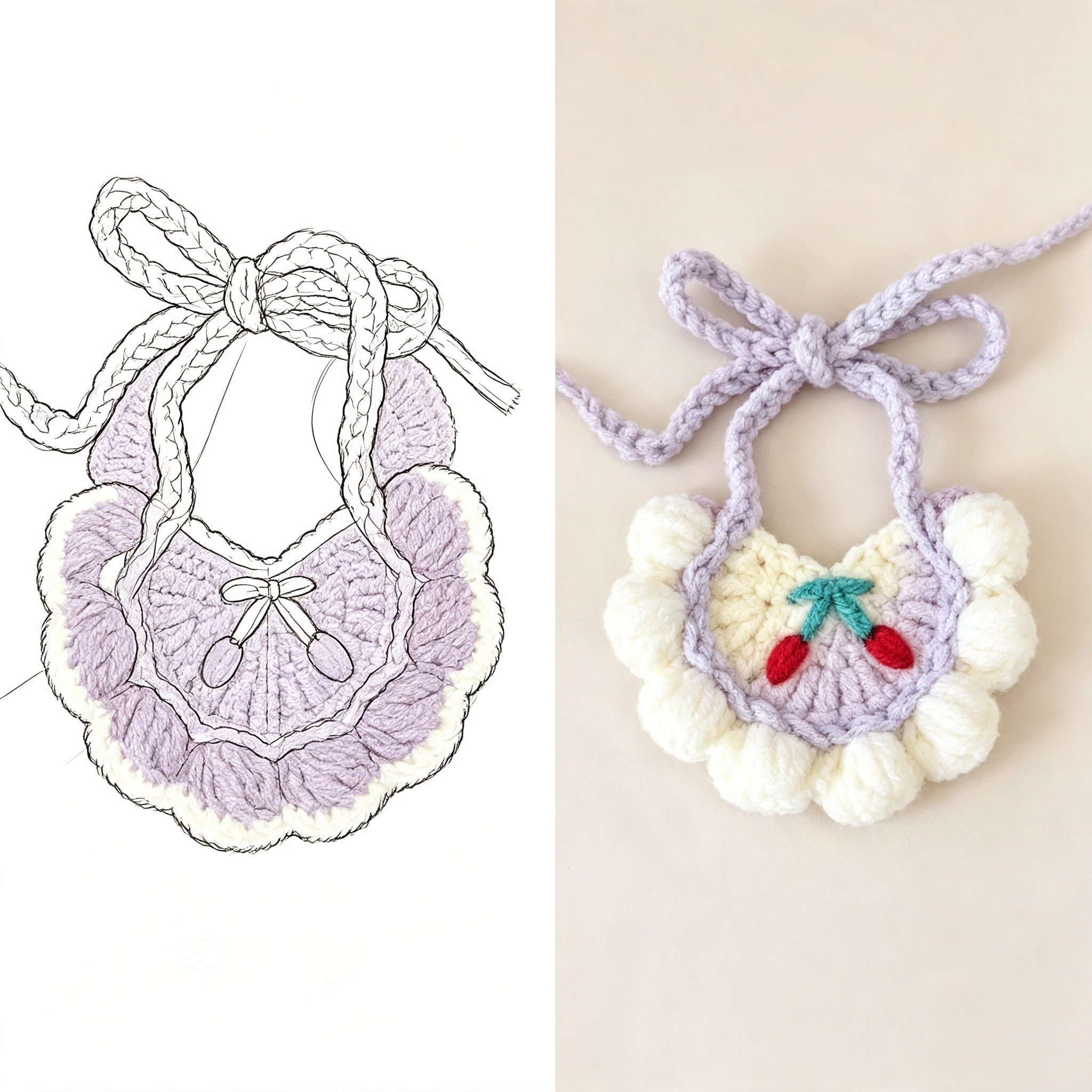Hand-Knitted Doll Bib Accessory, Custom OEM & ODM Doll Apparel Production, Bear Character IP